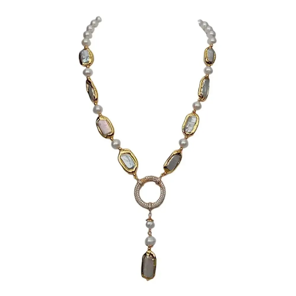 Natural Biwa Pearl Y-Drop Necklace