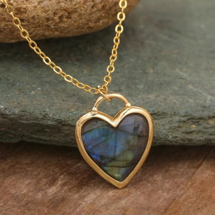 Natural gemstone Heart Shaped Pendant Necklace