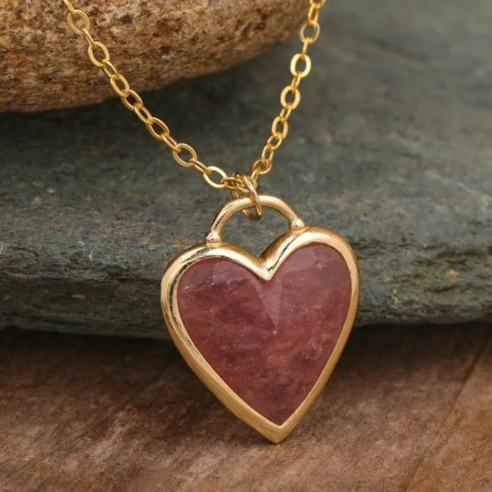 Natural gemstone Heart Shaped Pendant Necklace