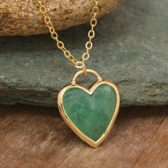 Natural gemstone Heart Shaped Pendant Necklace