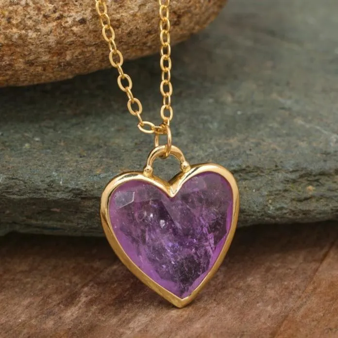 Natural gemstone Heart Shaped Pendant Necklace