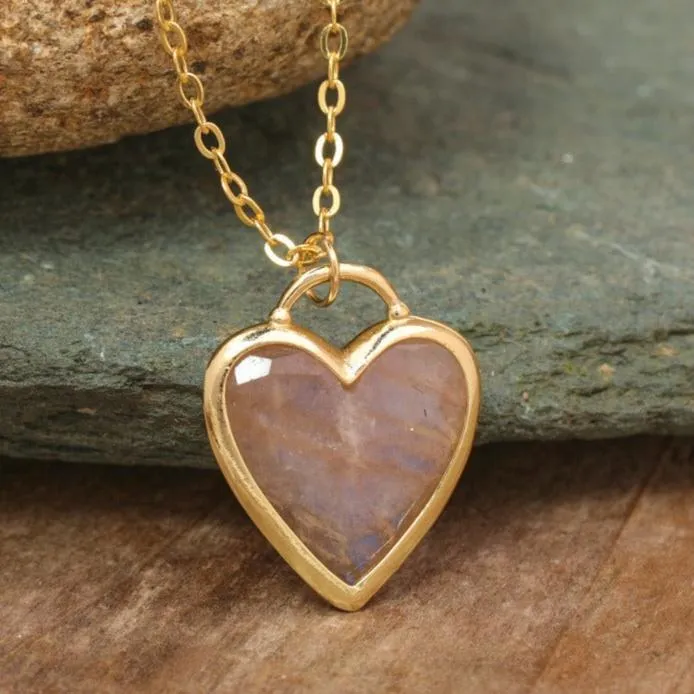 Natural gemstone Heart Shaped Pendant Necklace