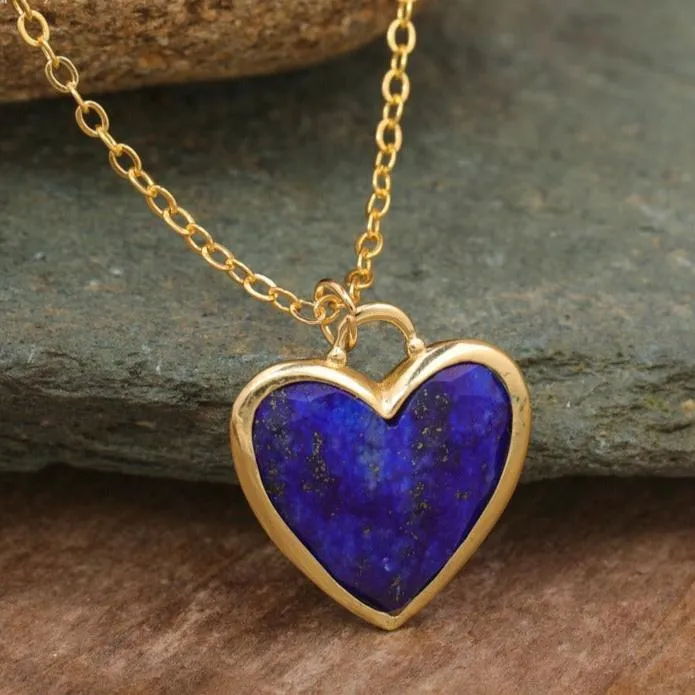 Natural gemstone Heart Shaped Pendant Necklace