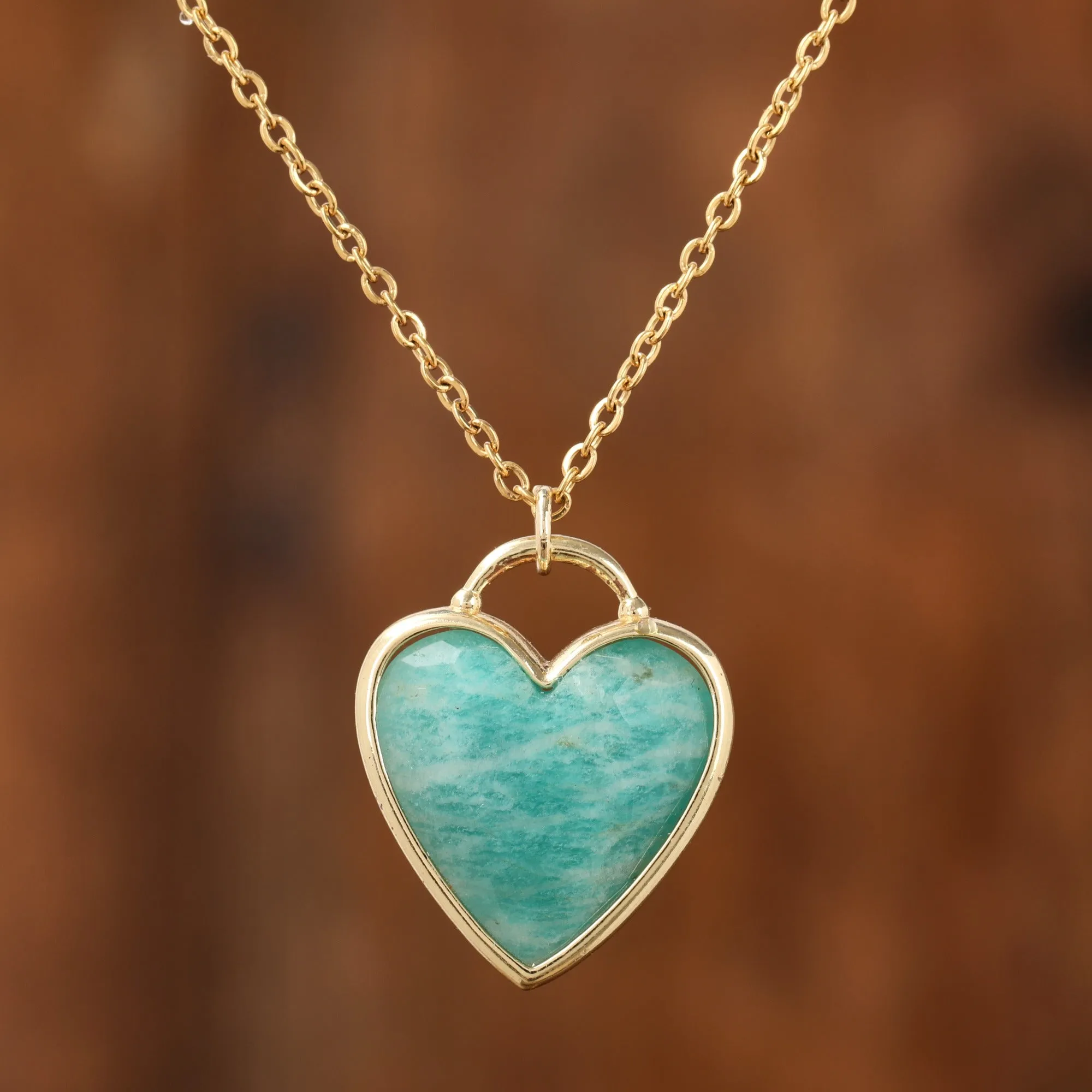 Natural gemstone Heart Shaped Pendant Necklace