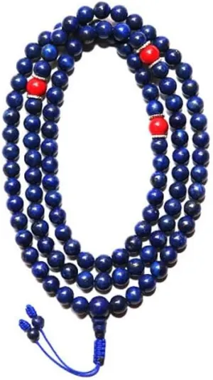 Natural Lapis Lazuli,coral 8mm 108 Mala Beads, Spiritual, Meditation Beads, Reiki, Japa Mala, Buddhist Prayer Beads, Yoga Bracelet, healing beads LKMALA-RRGU-869