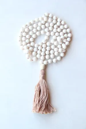 Natural white glass beads 8mm 108 Mala Beads, Spiritual, Meditation Beads, Reiki, Japa Mala, Buddhist Prayer Beads, Yoga Bracelet, healing beads LKMALA-RRGU-2555