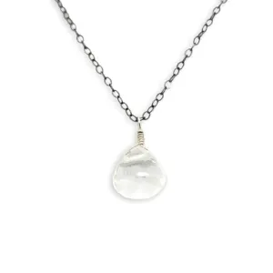 Necklace - Tivoli White Topaz Gemstone Oxidized Sterling by Foamy Wader
