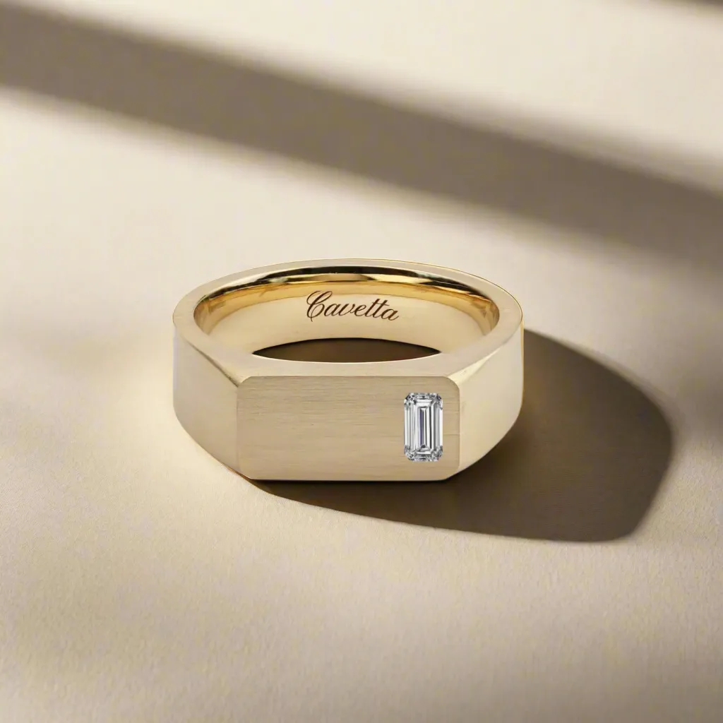 No. 6 (c) Chunky Solid Gold Ring (Baguette Diamond)