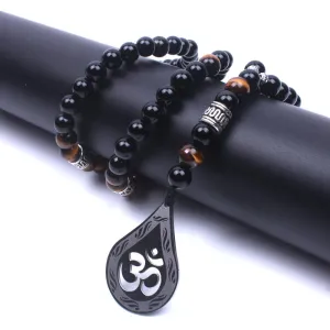 Onyx Tiger Eye Beaded Yoga Necklace