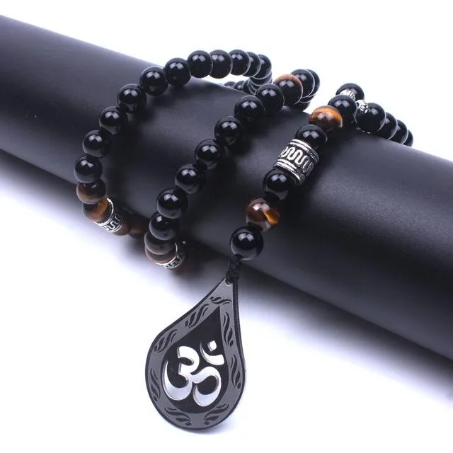 Onyx Tiger Eye Beaded Yoga Necklace