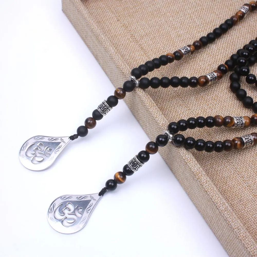 Onyx Tiger Eye Beaded Yoga Necklace