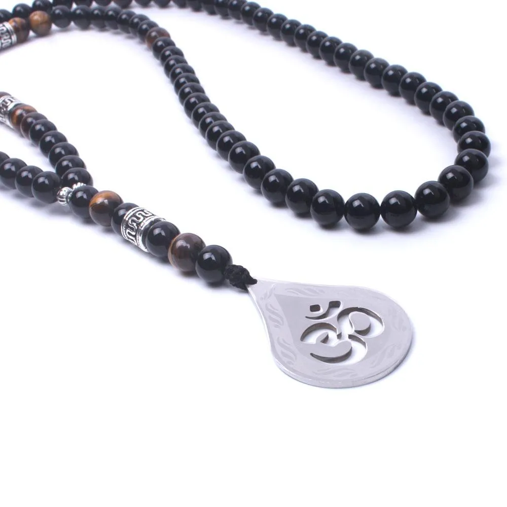 Onyx Tiger Eye Beaded Yoga Necklace