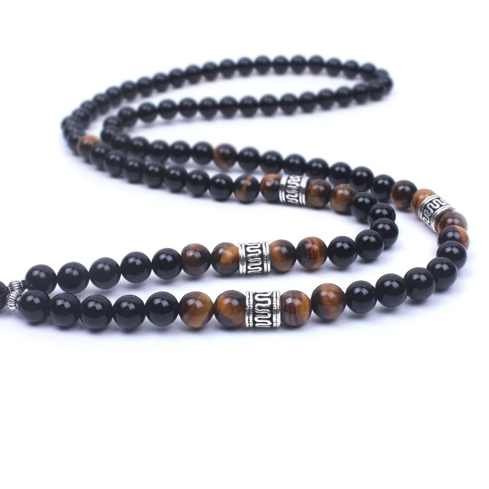 Onyx Tiger Eye Beaded Yoga Necklace