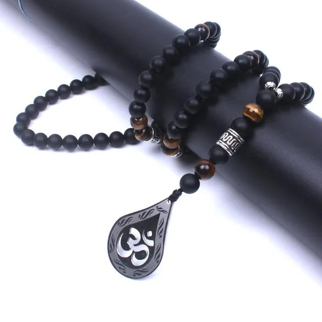 Onyx Tiger Eye Beaded Yoga Necklace