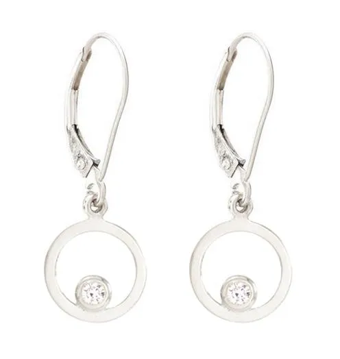 Open Circle Dangle Earrings With Diamond