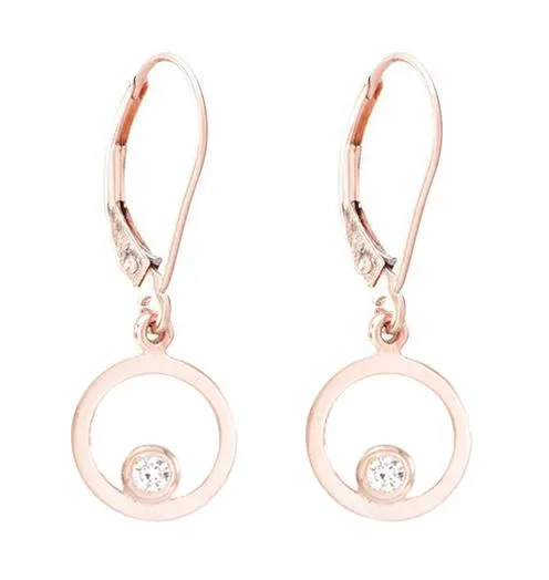 Open Circle Dangle Earrings With Diamond