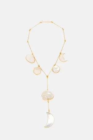 Pearl and Moon Drop Necklace
