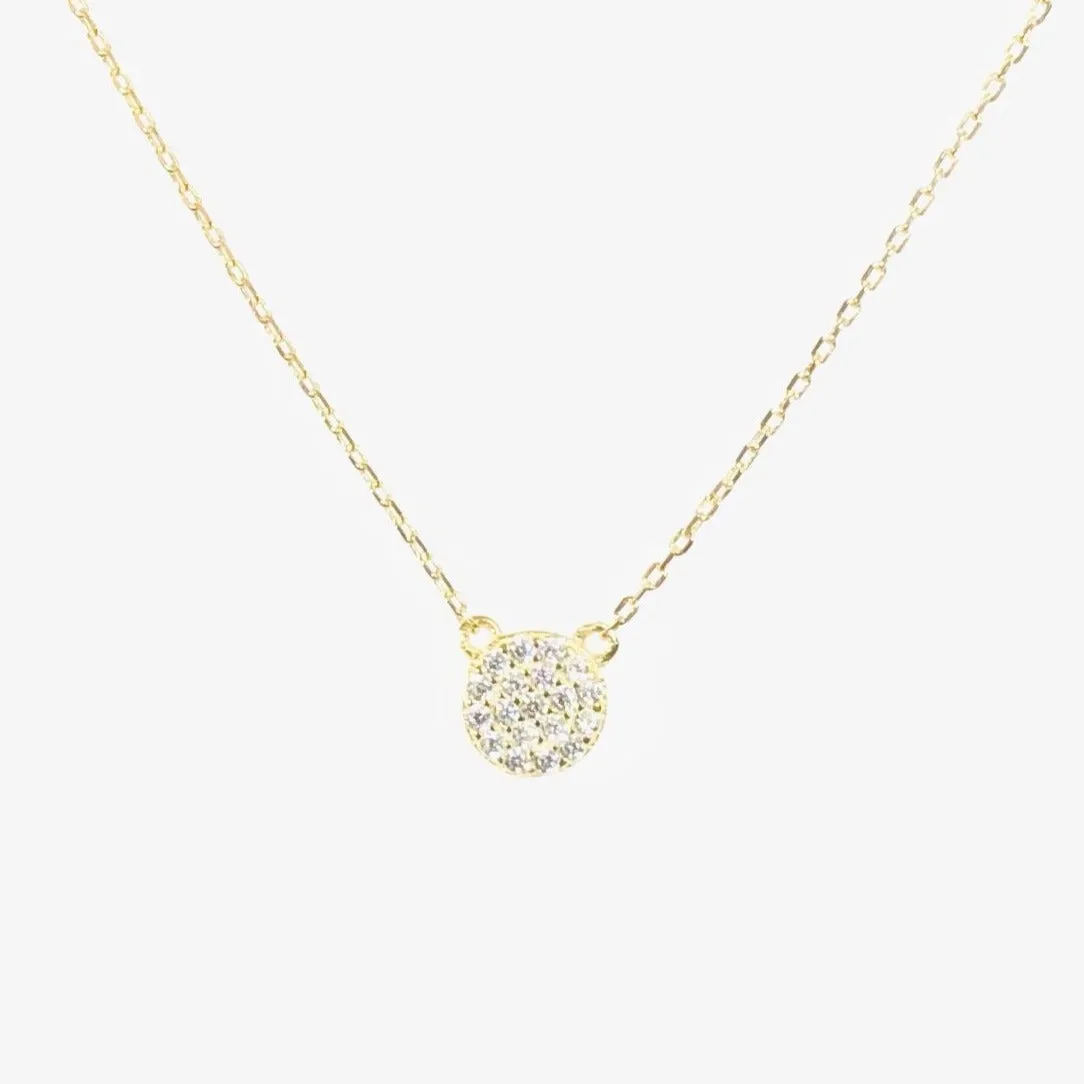 Petite Crystal Circle Necklace (sterling silver or 16K gold)