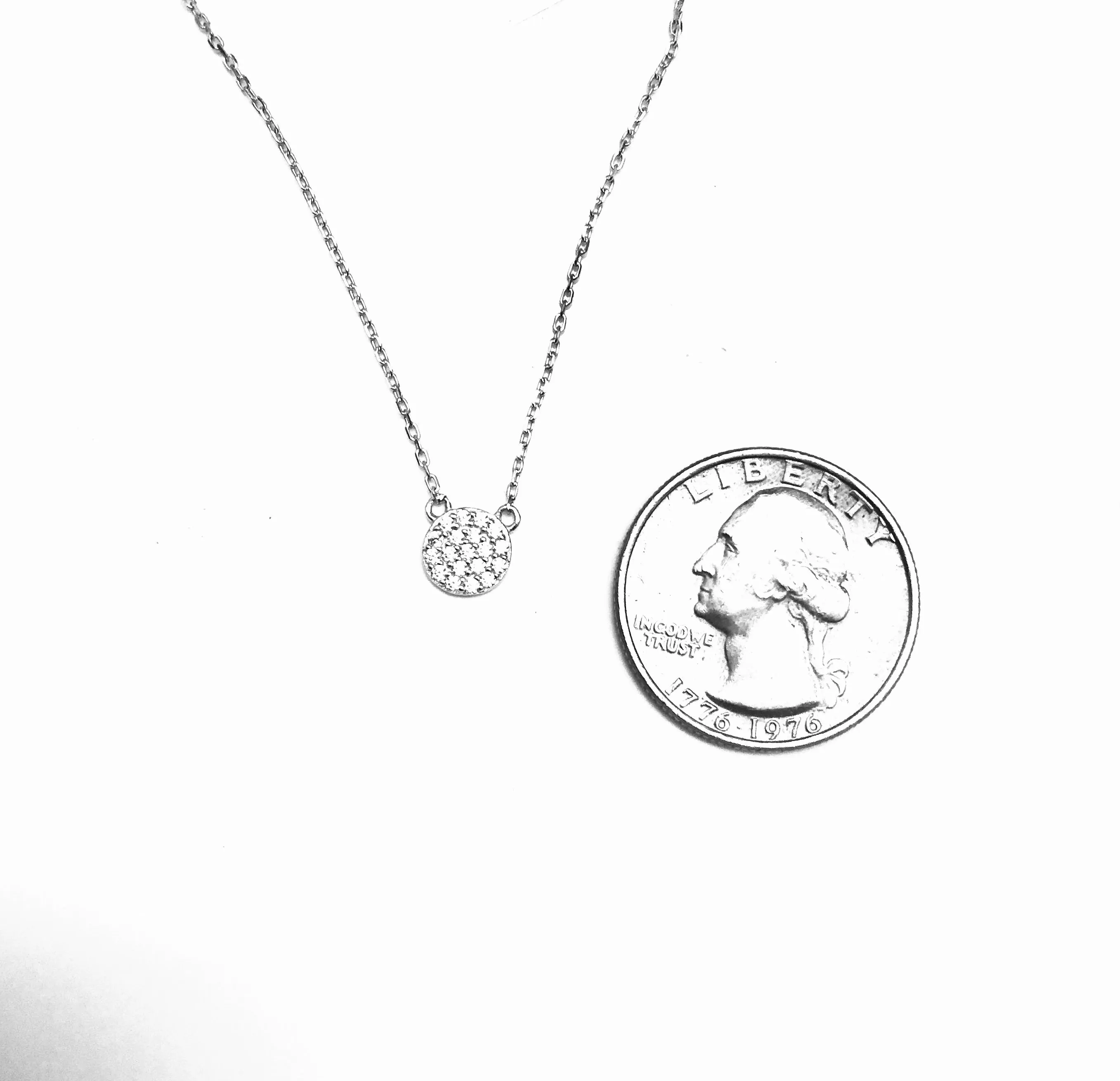 Petite Crystal Circle Necklace (sterling silver or 16K gold)