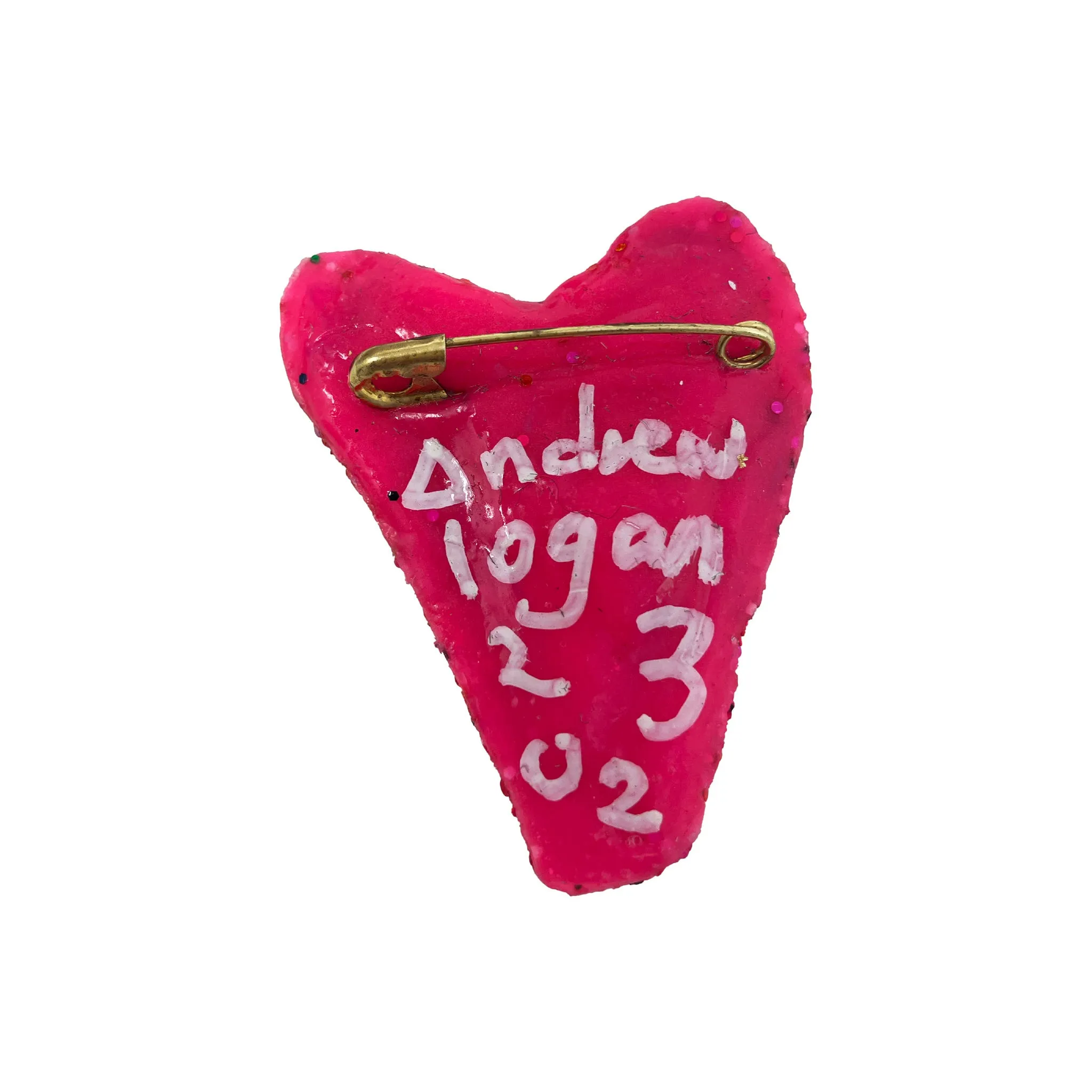PINK CRYSTAL HEART BROOCH, 2023