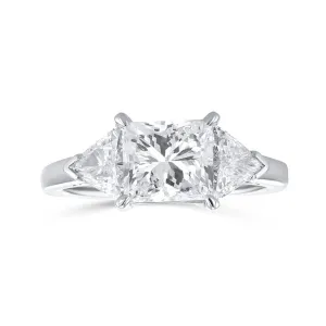 Platinum 2.00 CT Princess and 0.70 CT Trillion Diamond Three Stone Engagement Ring