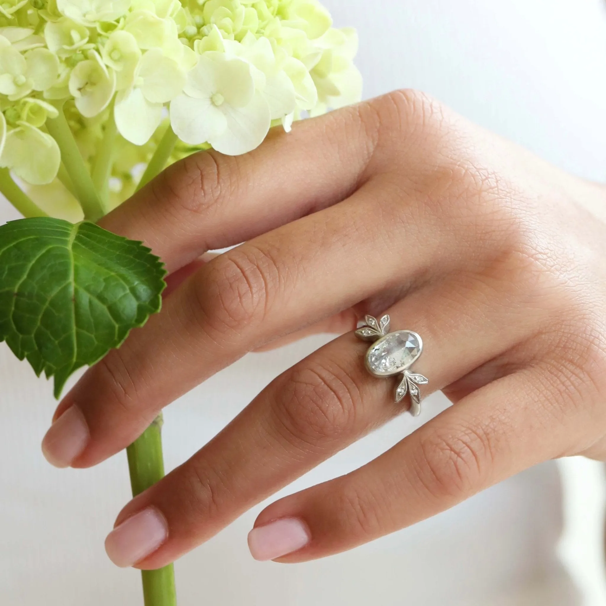 Platinum and Salt and Pepper Diamond Moderne Ring