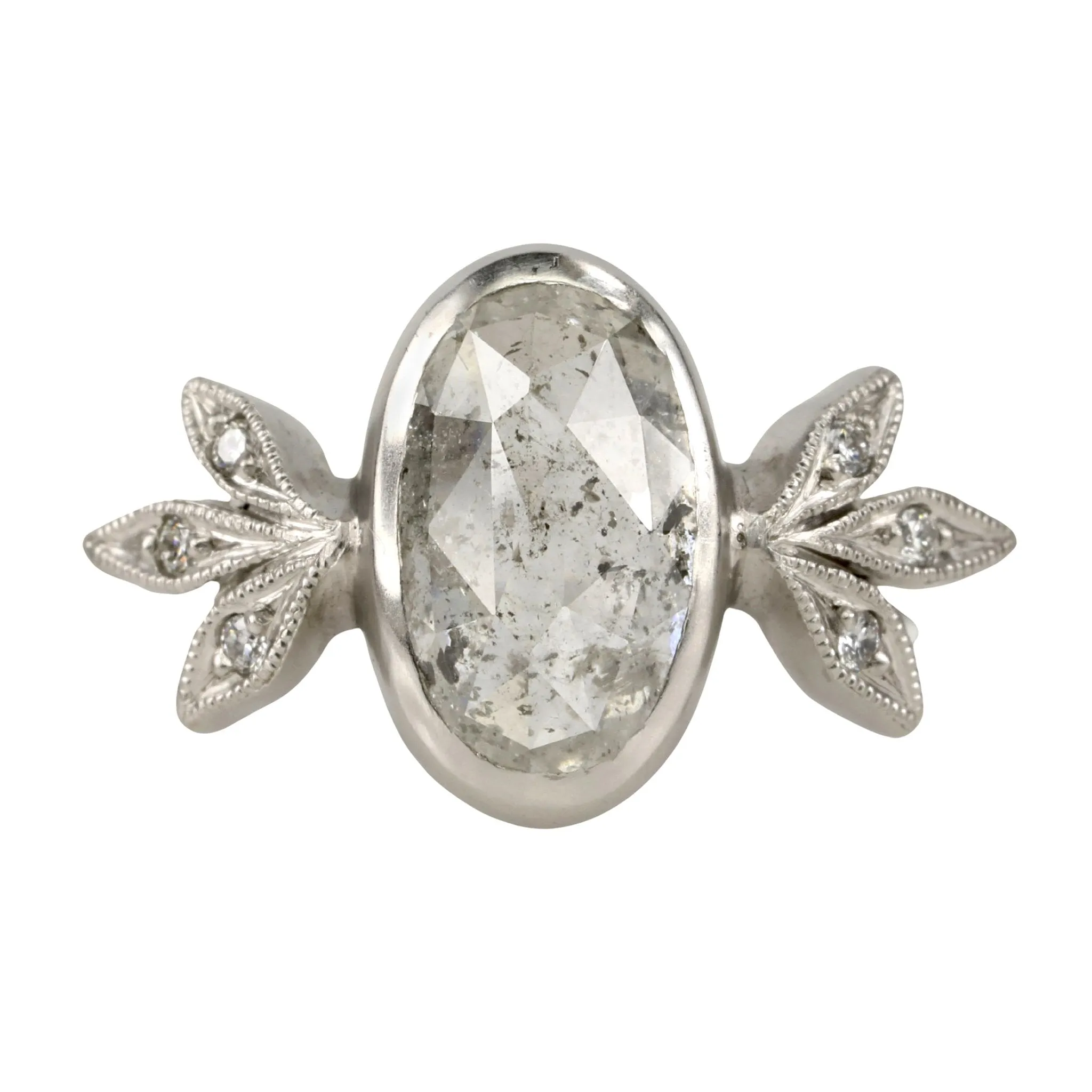 Platinum and Salt and Pepper Diamond Moderne Ring