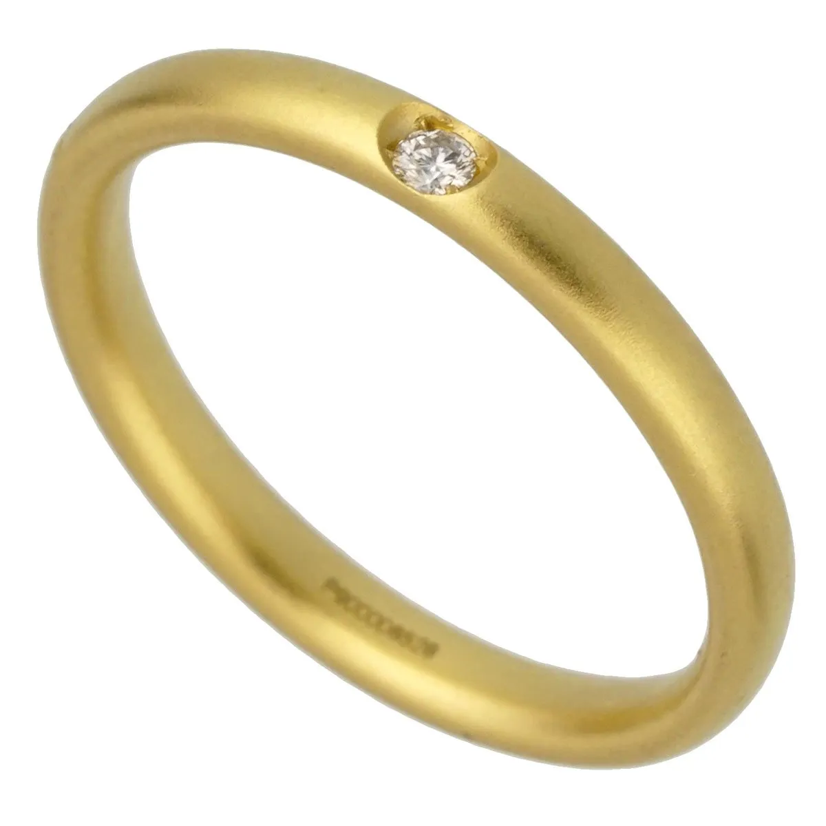 Pomellato Yellow Gold Satin Finish Diamond Band Ring Sz 4