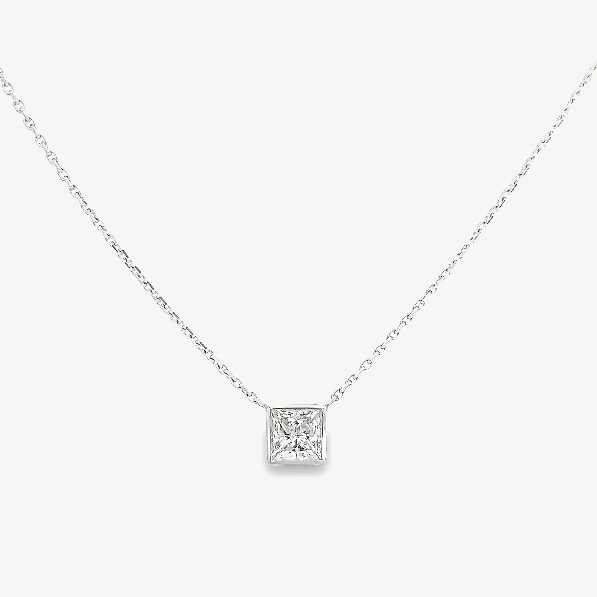 Princess Cut Solitaire Diamond Necklace