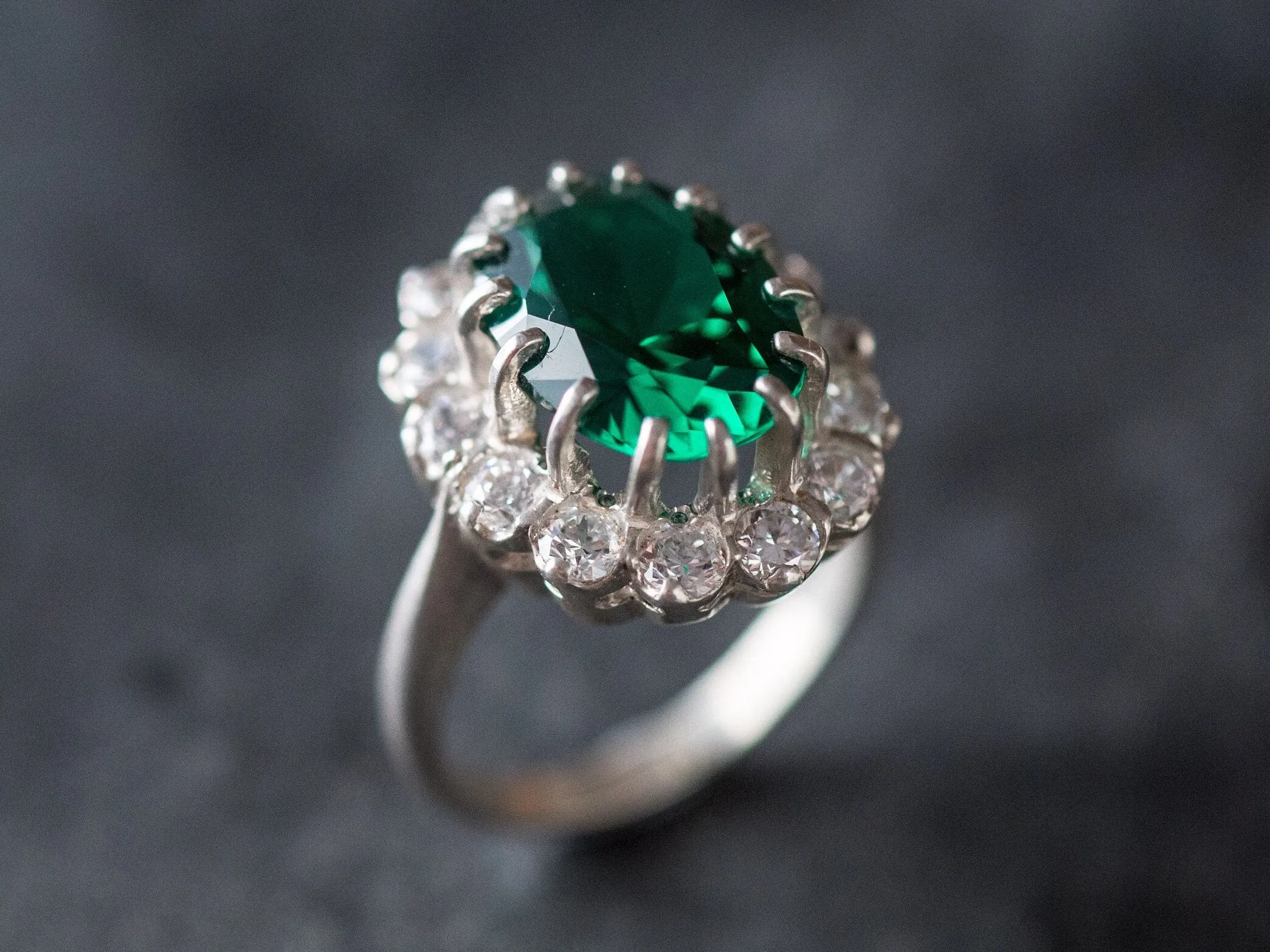 Princess Diana Ring - Cocktail Emerald Ring - Green Victorian Ring