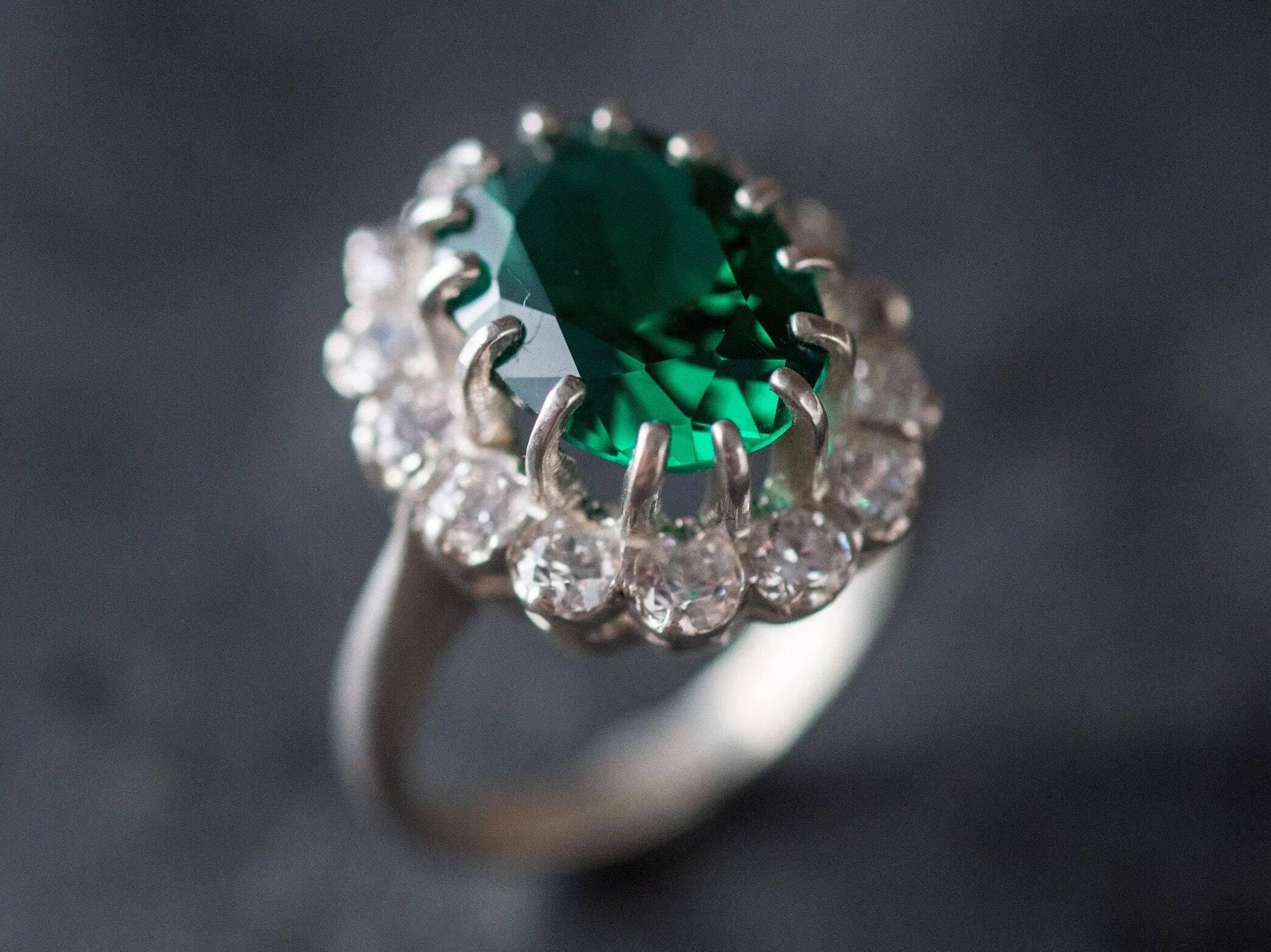 Princess Diana Ring - Cocktail Emerald Ring - Green Victorian Ring