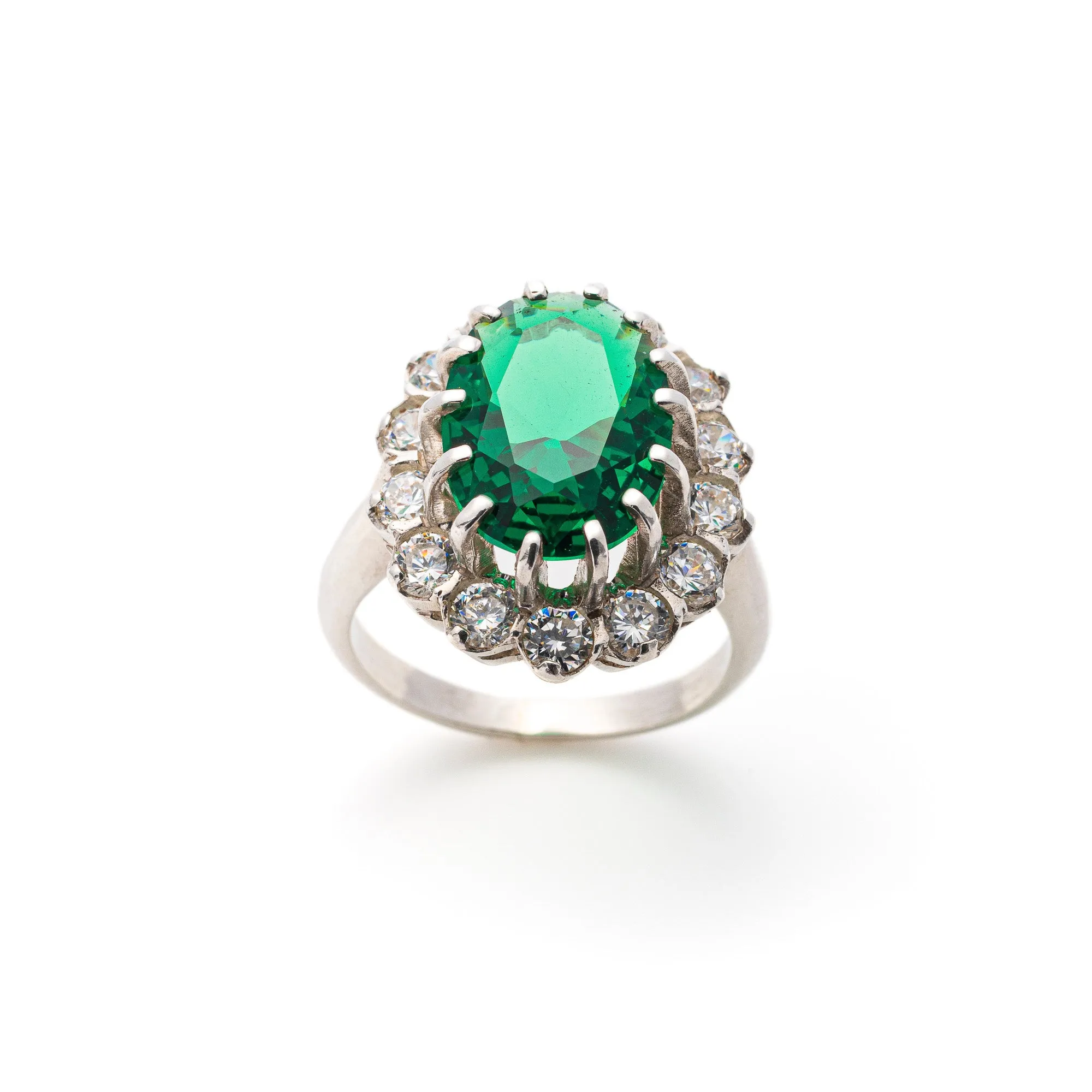 Princess Diana Ring - Cocktail Emerald Ring - Green Victorian Ring