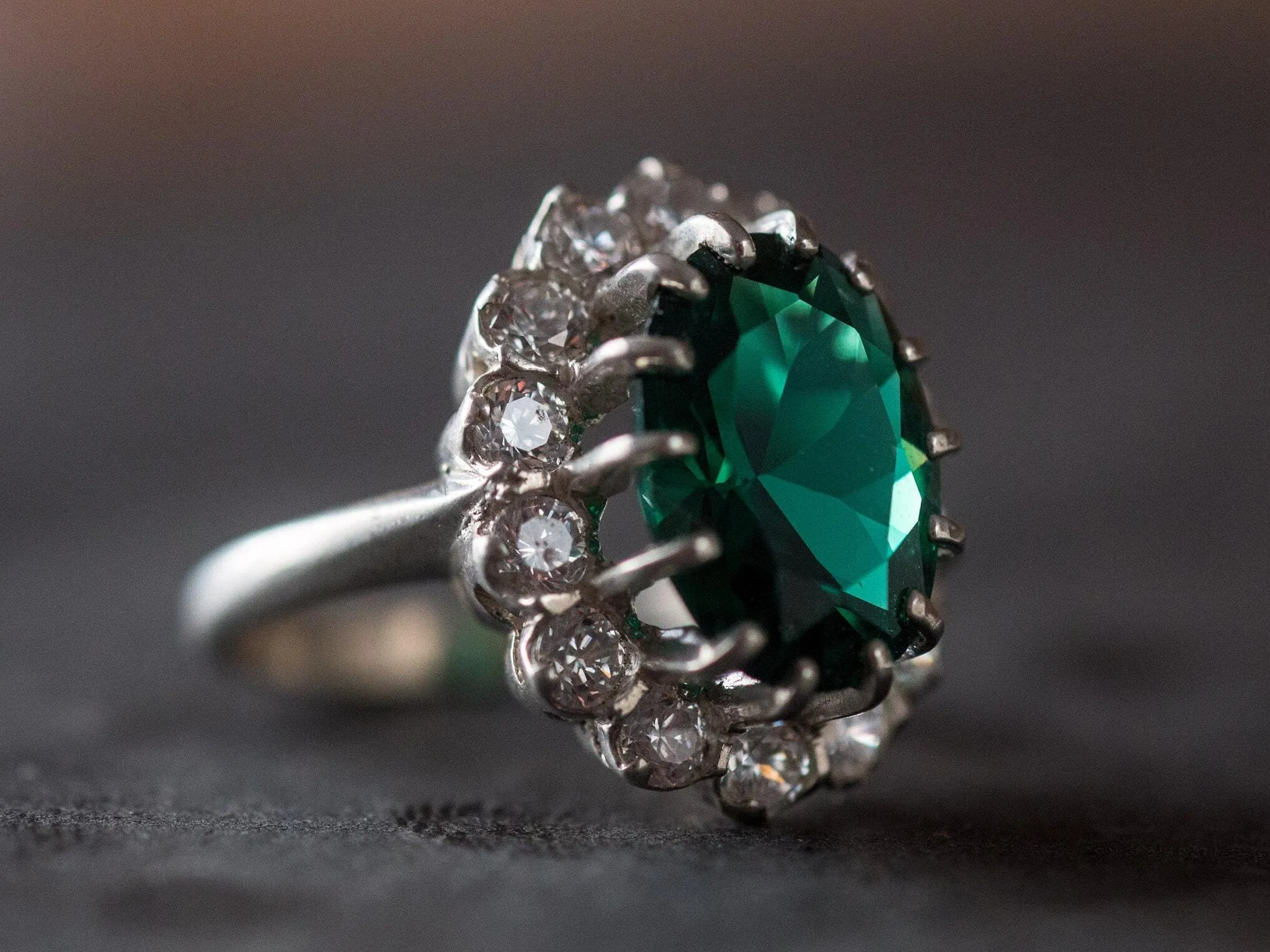 Princess Diana Ring - Cocktail Emerald Ring - Green Victorian Ring