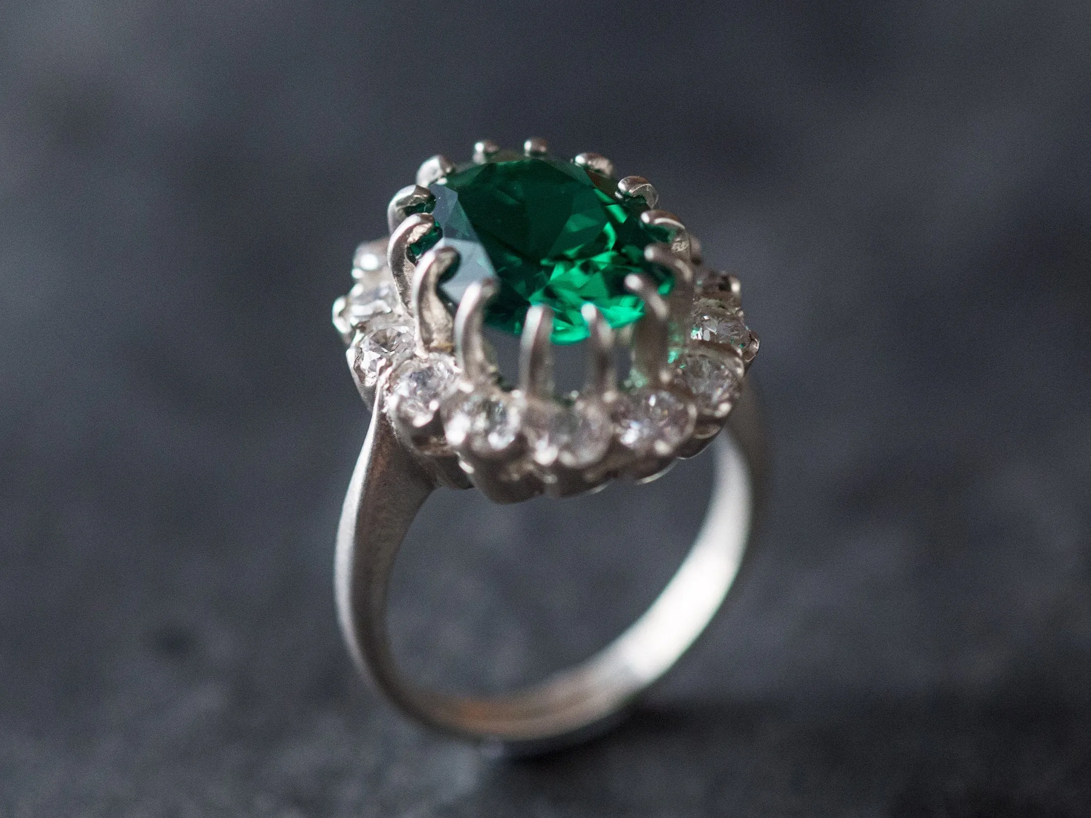 Princess Diana Ring - Cocktail Emerald Ring - Green Victorian Ring