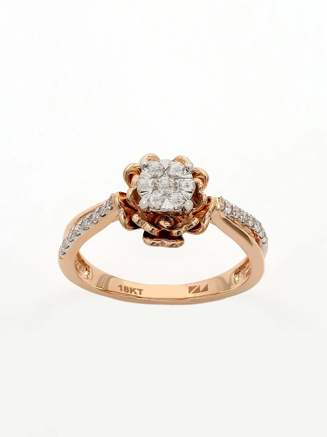 Real Diamond Illussion Cluster Ring
