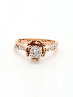 Real Diamond Illussion Cluster Ring