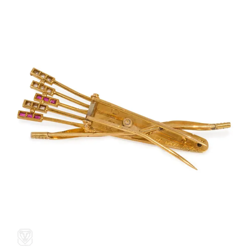 Retro ruby and diamond quiver brooch, Cartier