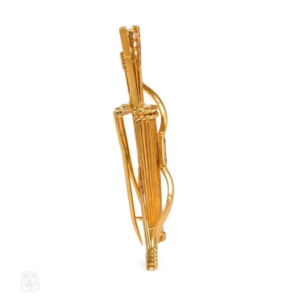 Retro ruby and diamond quiver brooch, Cartier