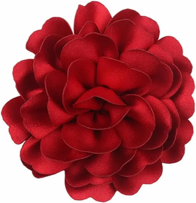 Rose Flower Extra Big Brooches Dainty Satin Fabric Rose Flower Brooches Lapel Exquisite Elegant Handmade Big Rose Flower Brooches Pin Classic for Wedding Party Dance Prom Brooch Dress Suit Ceremony Clothes Accessories