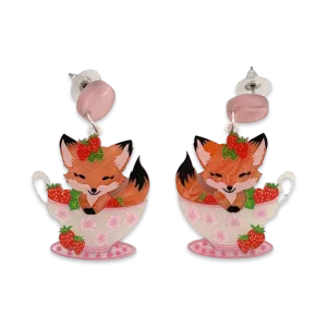 Ruby the Strawberry 🍓fox - earrings - Set of 2