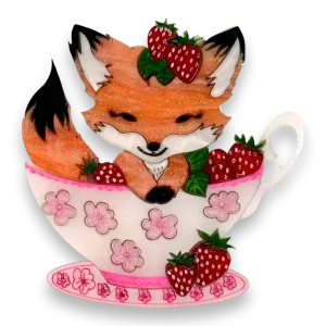 Ruby the Strawberry teacup 🍓 - brooch - Set of 2