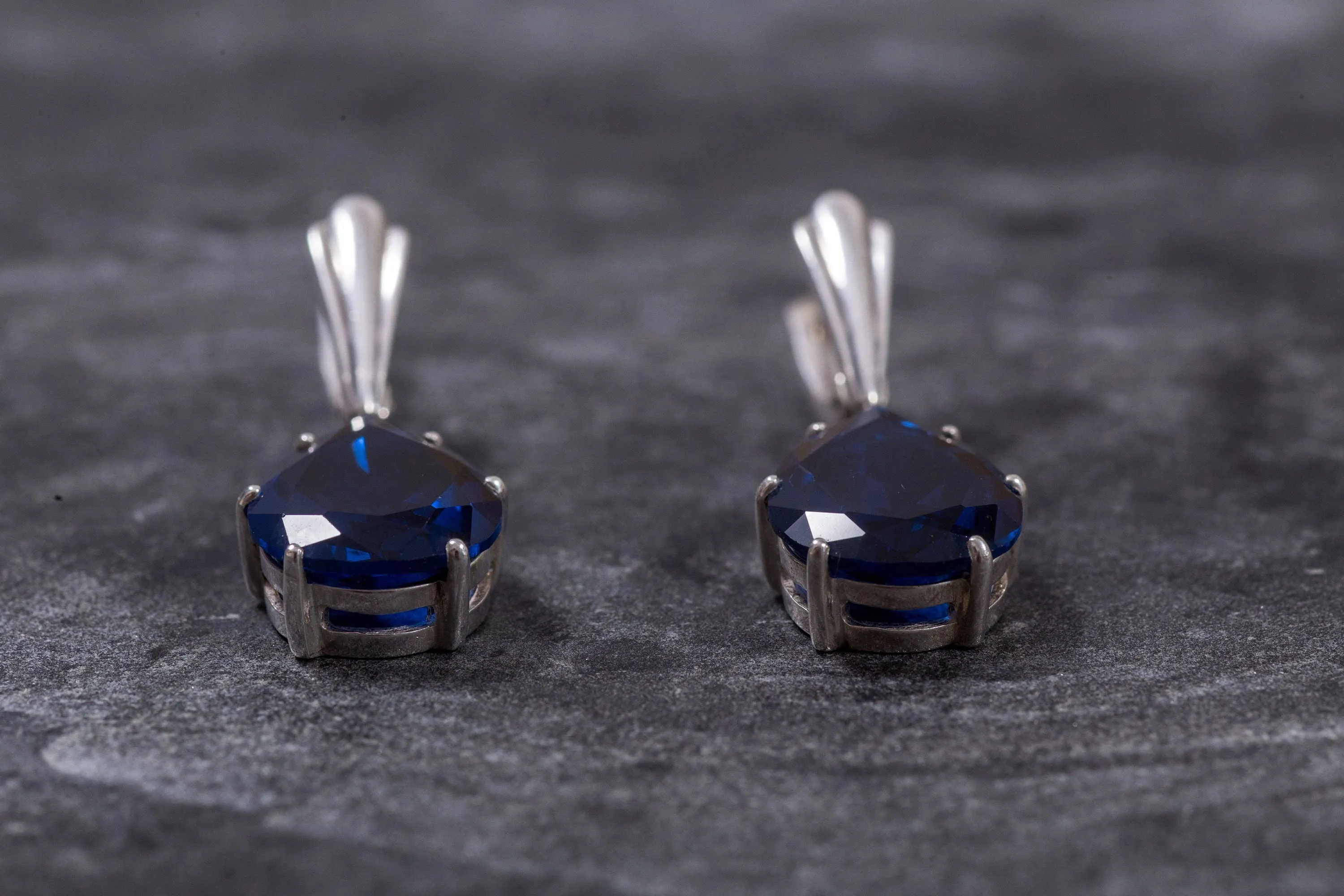 Sapphire Drop Earrings - Vintage Sapphire Earrings - Blue Drop Earrings