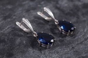 Sapphire Drop Earrings - Vintage Sapphire Earrings - Blue Drop Earrings