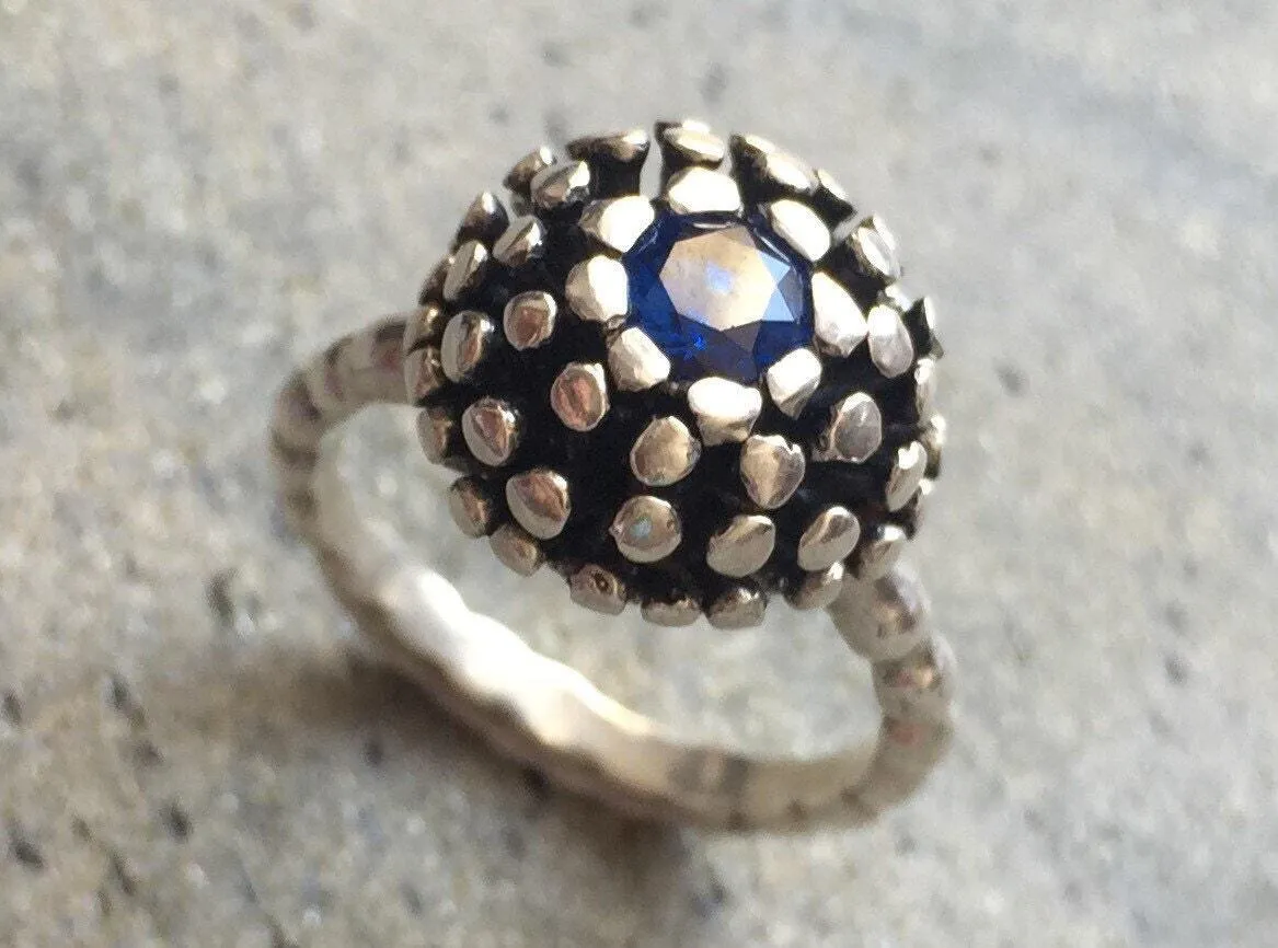 Sapphire Ring - Blue Sphere Ring - Vintage Berry Ring