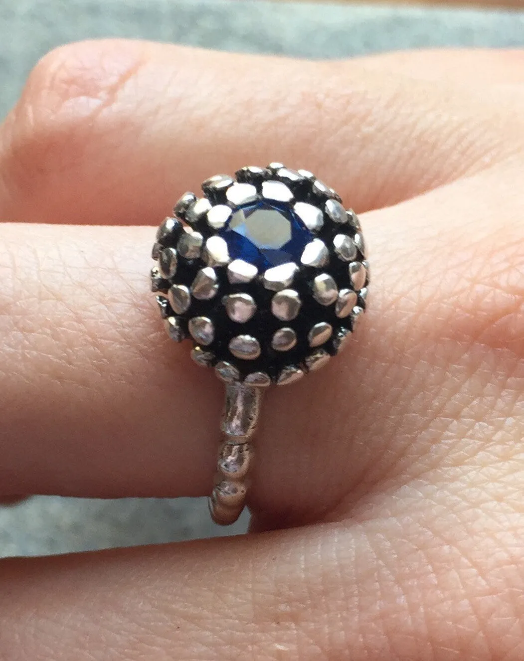 Sapphire Ring - Blue Sphere Ring - Vintage Berry Ring