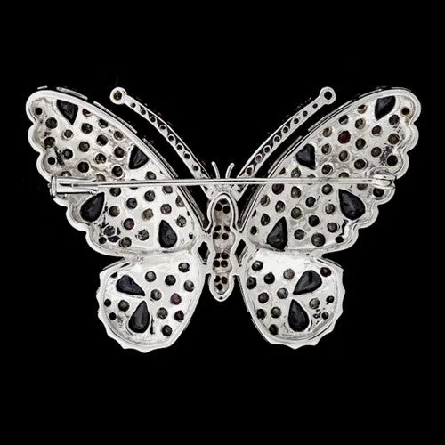 Sapphire, Ruby, & Diamond Butterfly Brooch