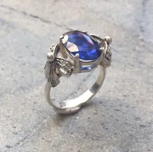 Sapphire Statement Ring - Blue Ribbon Ring - Vintage Sapphire Ring