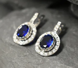 Sapphire Victorian Earrings - Vintage Sapphire Earrings - Blue Drop Earrings
