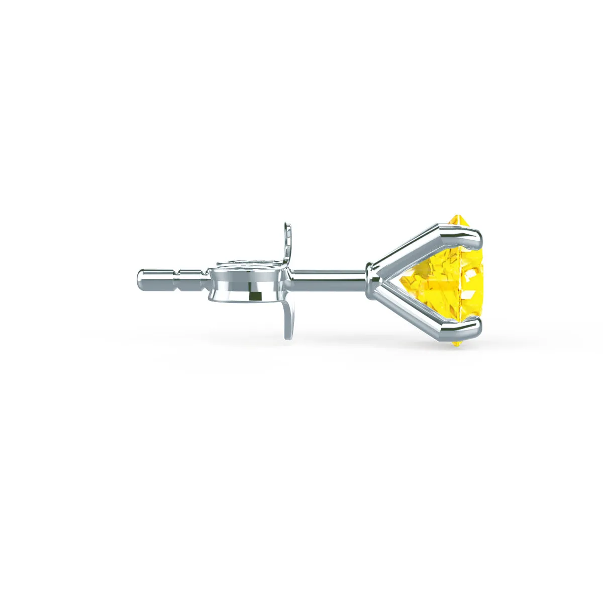 SENA - Round Yellow Sapphire 18k White Gold Stud Earrings