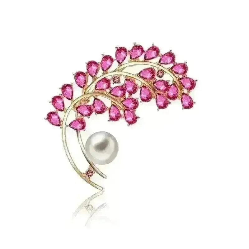 Shop Pink Floral Pearl Brooches with Inlaid Design